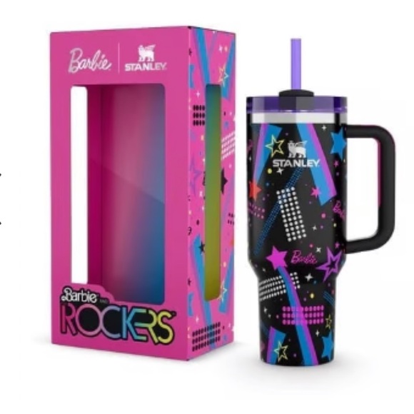 NIB limited edition Barbie 80s Rockers x Stanley 40oz quencher tumbler